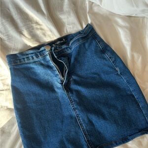 PrettyLittleThing Blue and Gold Mini Pencil Skirt